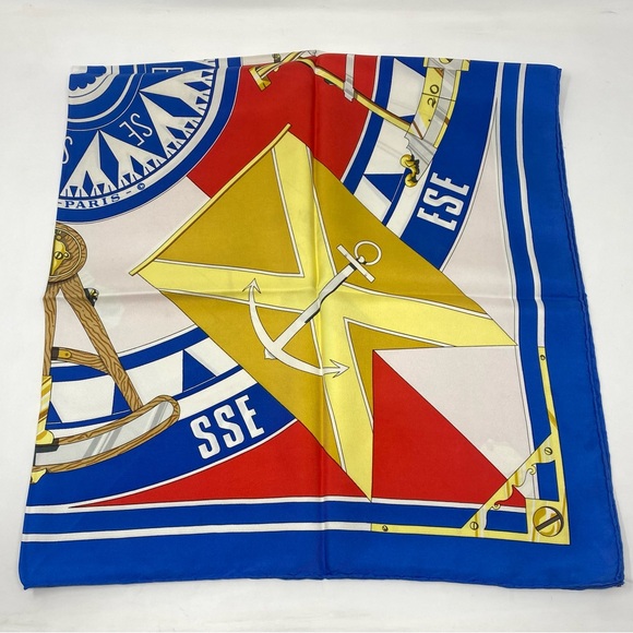 Hermes Vintage Carre 90 Silk Scarf”SEXTANTS”by Loic Dubigeon - Picture 7 of 16